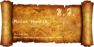 Malek Henrik névjegykártya